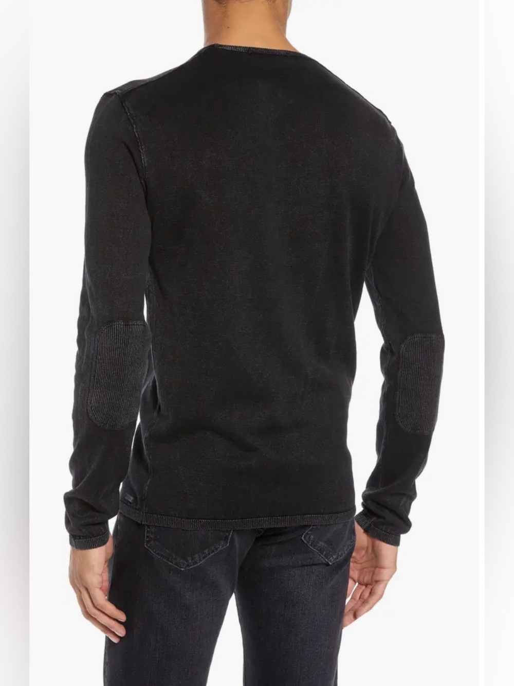 John Varvatos Flawed Walter Long Sleeve Acid Wash Crewneck T-Shirt - Picture 2 of 15